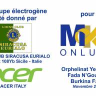Donato un gruppo elettrogeno a MK Onlus per il Burkina Faso